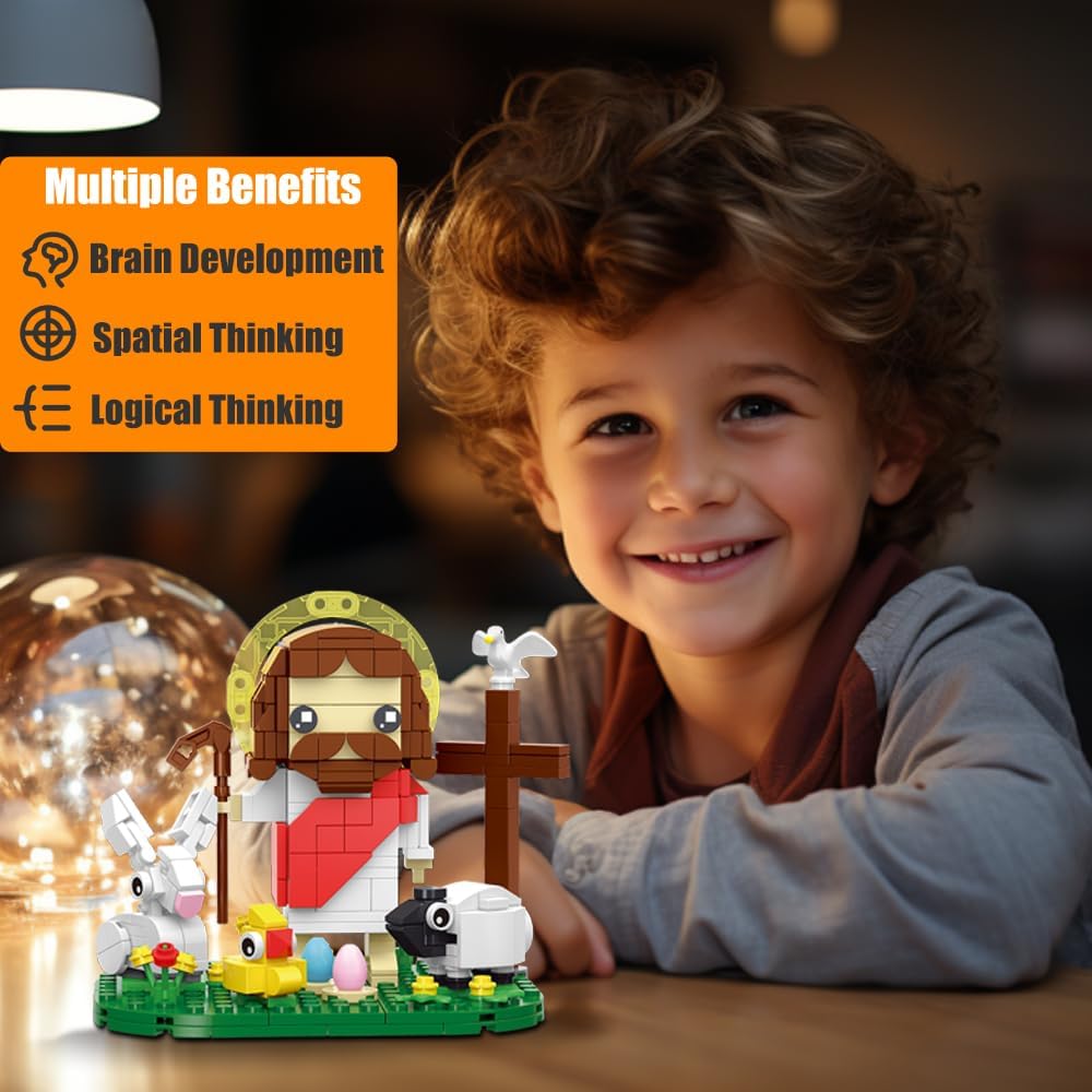 Jesus Building Block Set, The Shepherd God Building Blocks Toy, Jesus Figure Decors Gift for Christmas, Easter, Birthday, Christian Adults & Kids