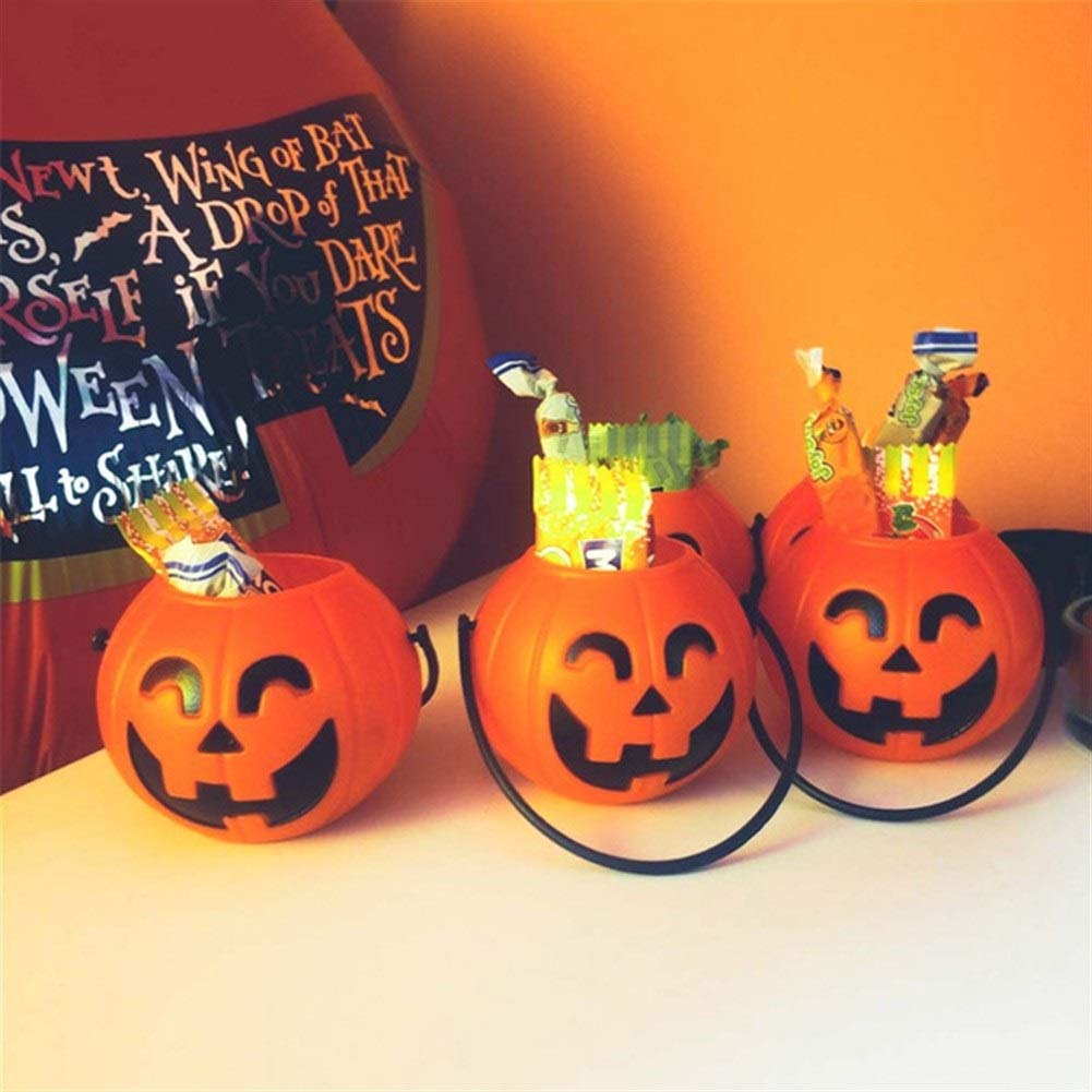Seau Citrouille Halloween 2025 - Panier à Bonbons Décoratif Orange, Sac De Chasse Aux Bonbons, Anse - 8