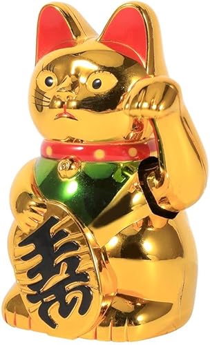 Miniatura 4 de Gato de la suerte, grande, dorado, agitando la fortuna de la suerte, gato de bienvenida, decoración china de Feng Shui para oficina en casa