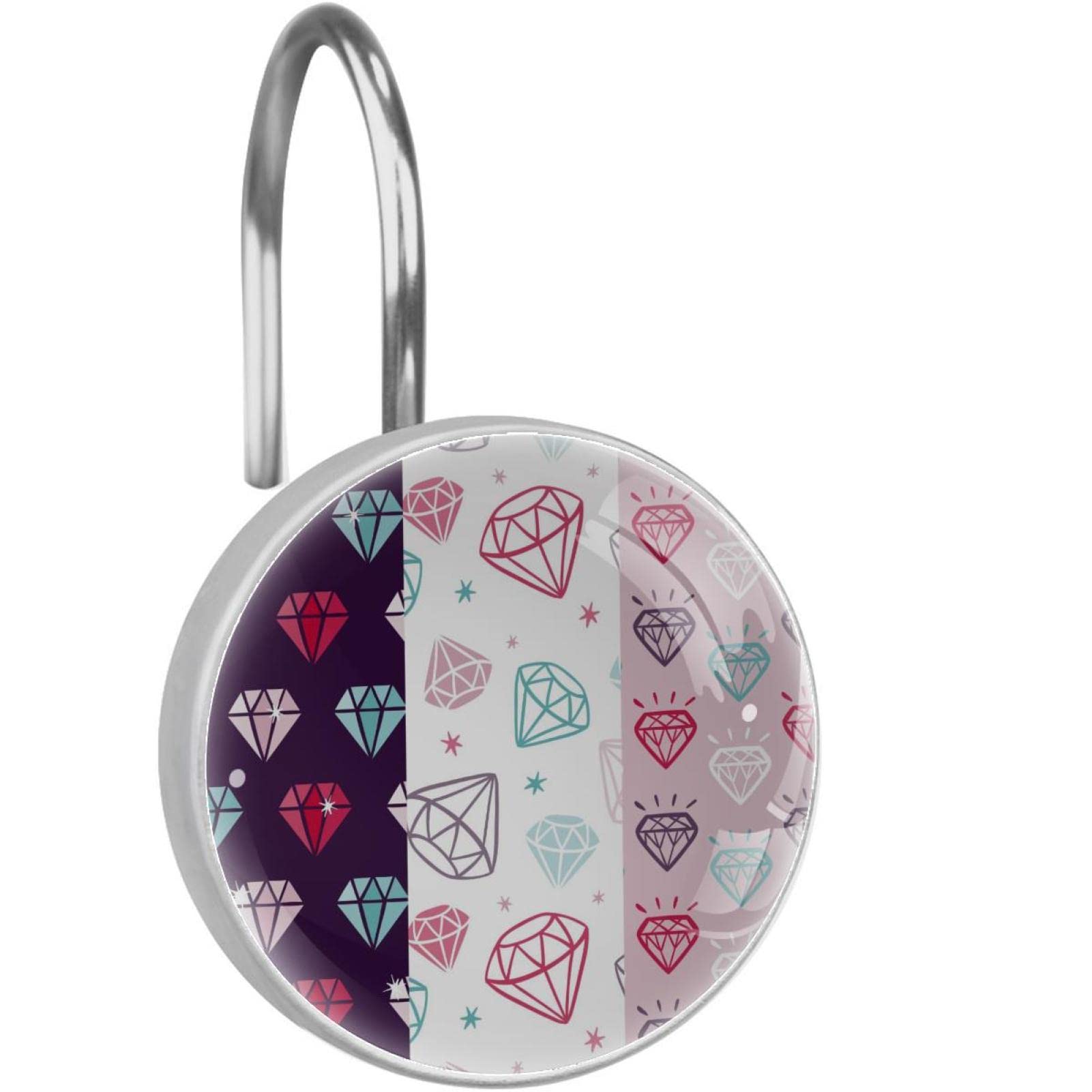 Crochets pour rideau de douche salle de bain anneaux acier inoxydable rose