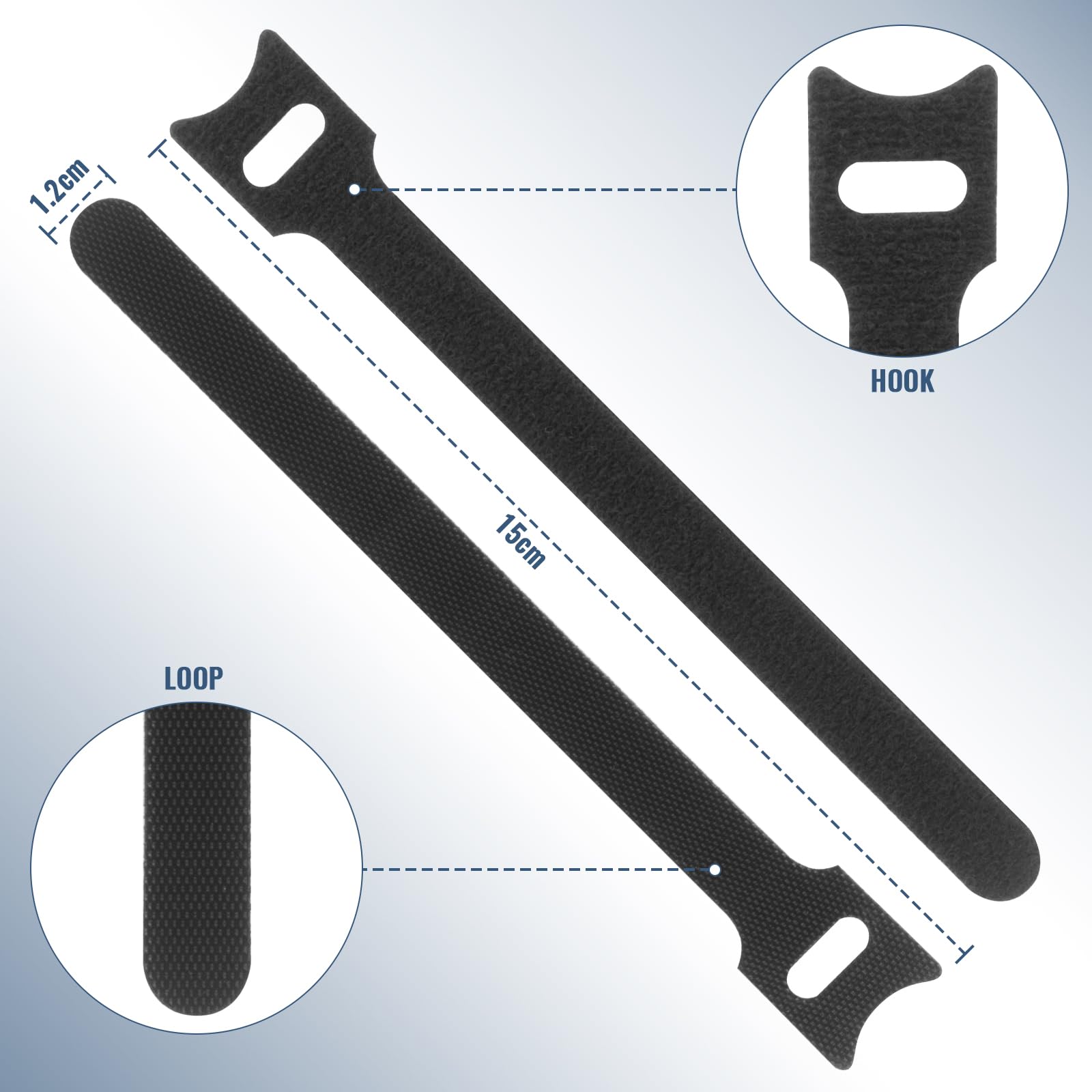 140 Klett-Kabelbinder, 7 Farben - Wiederverwendbar, 150 Mm, Für Kabelmanagement