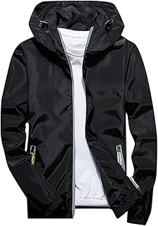 2025 - Sudadera con capucha casual para hombre, color puro, talla grande, cremallera reflectante, abrigo deportivo al aire libre, cálido, Negro , 4XL