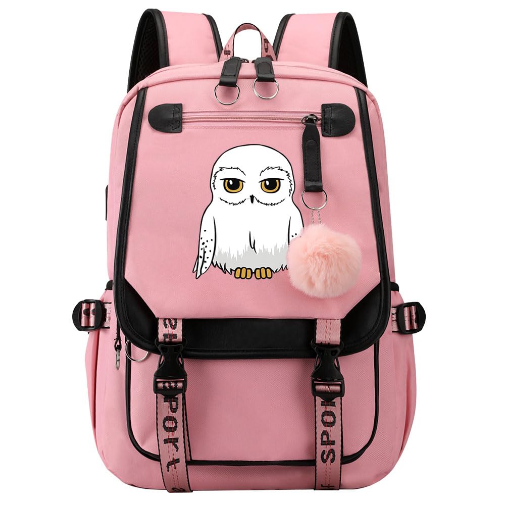 Harry Magic Backpack Cute Owl Hedwig Schoolbag Primary Students Girls Teenagers Leisure Travel Rucksack Pink-B