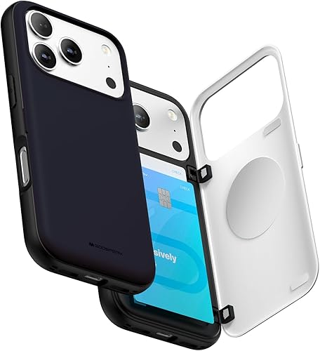 Miniatura 70 de GOOSPERY Parachoques magnético para puerta compatible con iPhone 15, funda con tarjetero, cartera con cierre magnético automático, protector