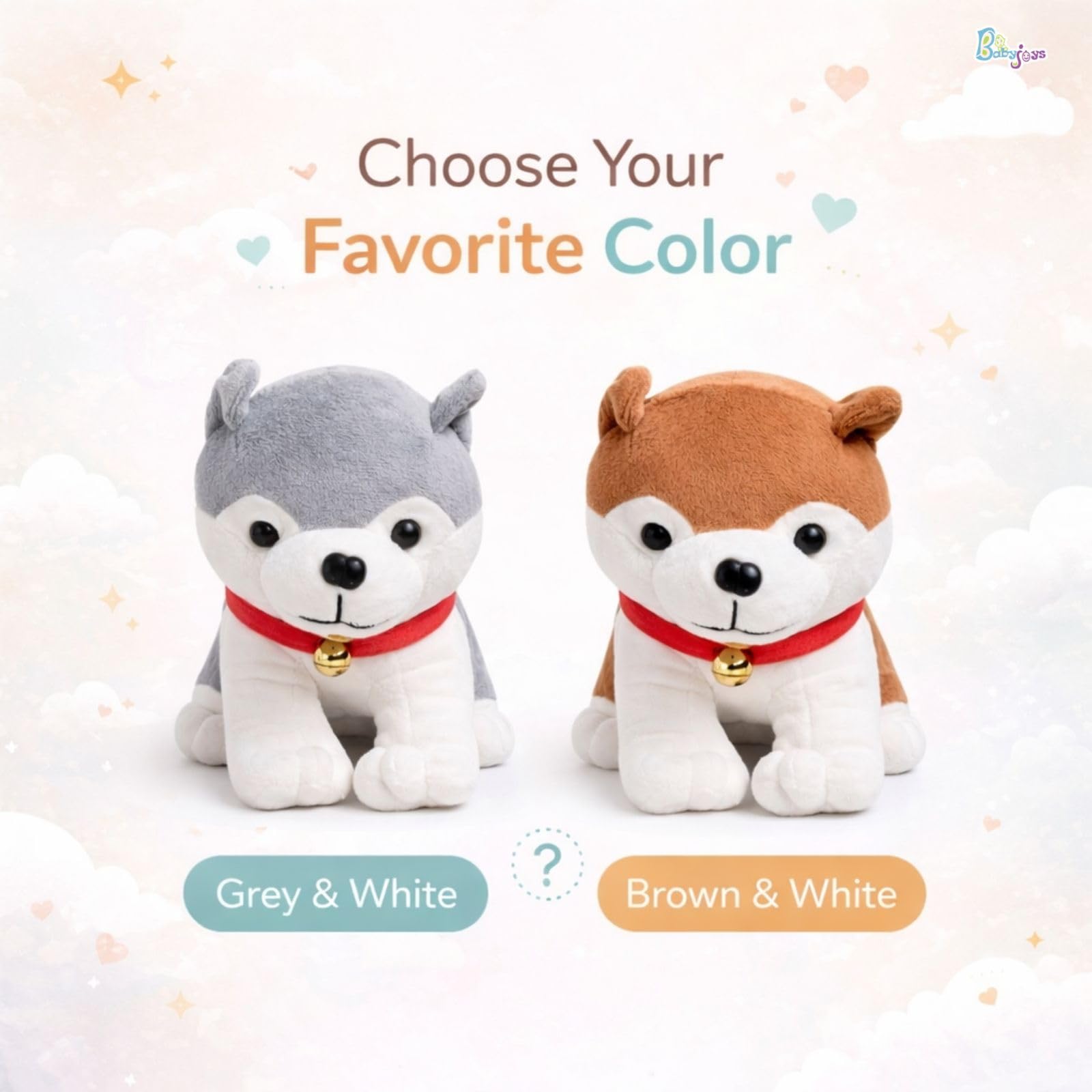Babyjoys Cute Huskey Dog Soft Toy 25 CM Grey 4