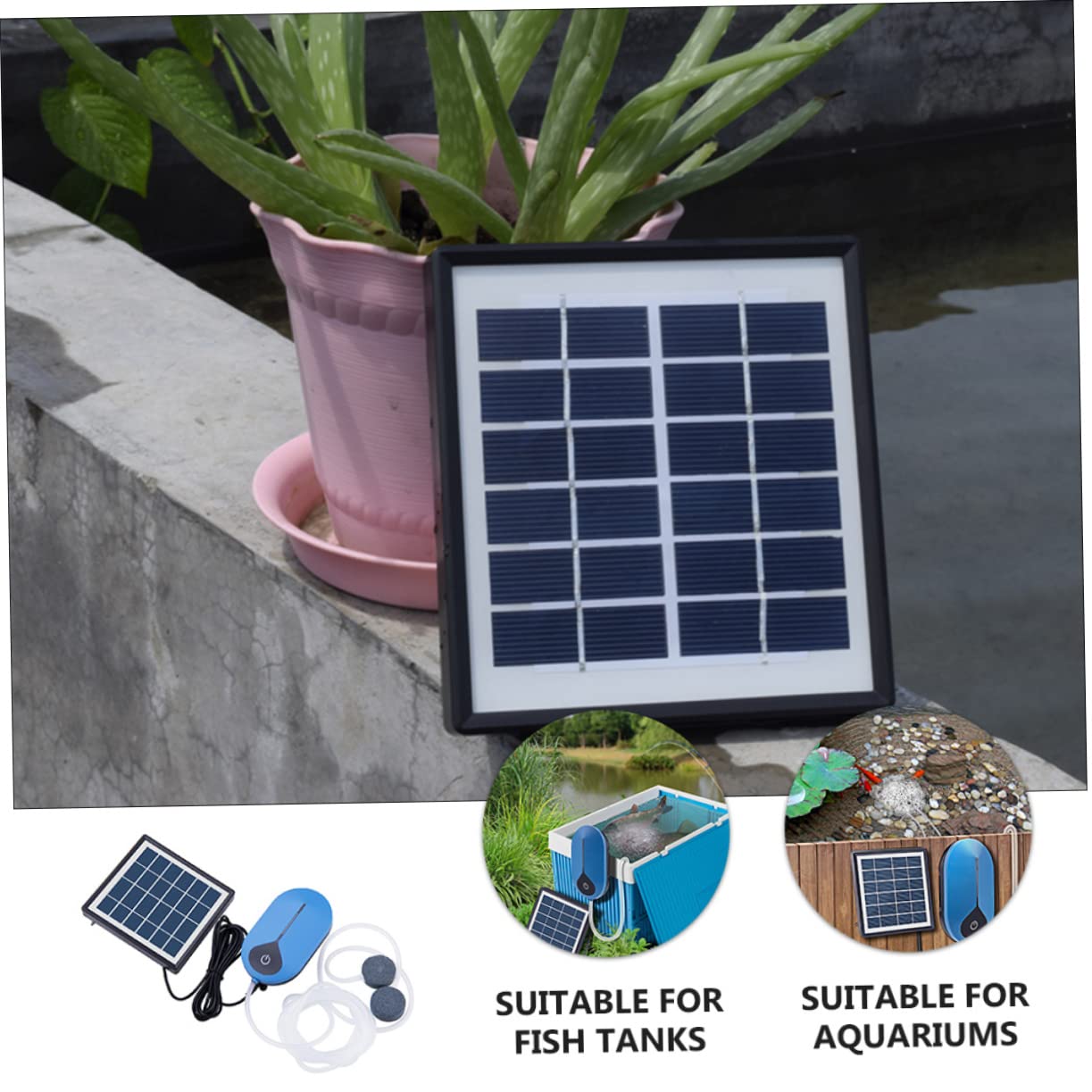 FRCOLOR De Aire Solar para Acuarios Oxigenador para Peceras Mini Compresor De Aire Portátil para Jardines