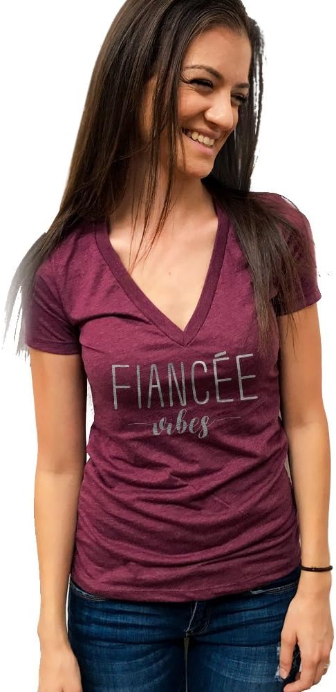 Fiancee Vibes Fiance Triblend Short Sleeve Deep V-Neck Tee