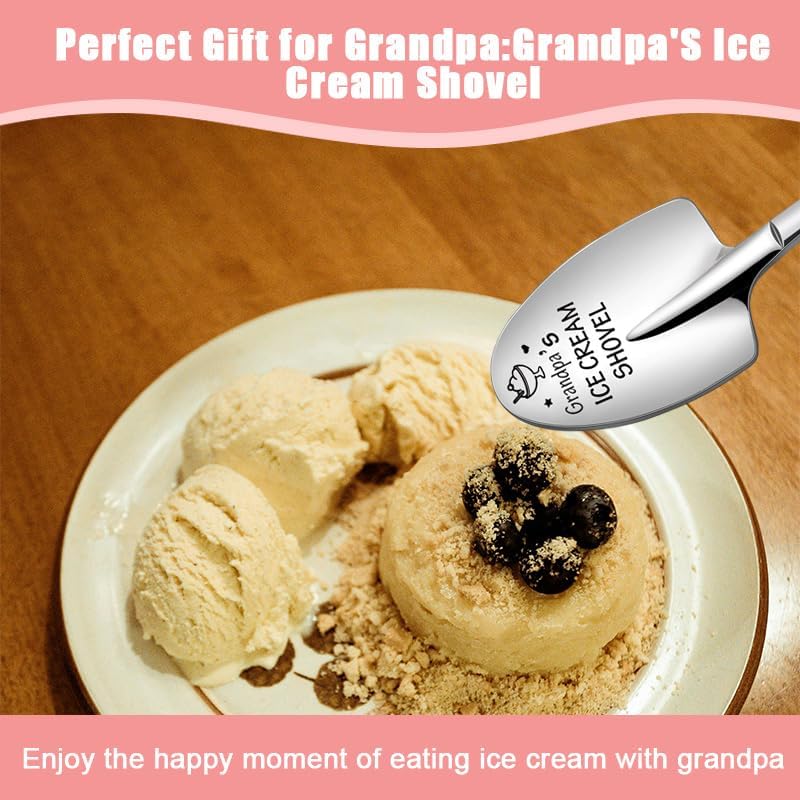 Funny Grandpa Gifts for Birthday Fathers Day Grandpa’s Ice Cream Shovel Spoon Gift for Grandfather from Grandkids Granddaughter Grandson Cool Papa Gifts for Dessert Lover Ice Cream Themed Gift Stuff - Image 4
