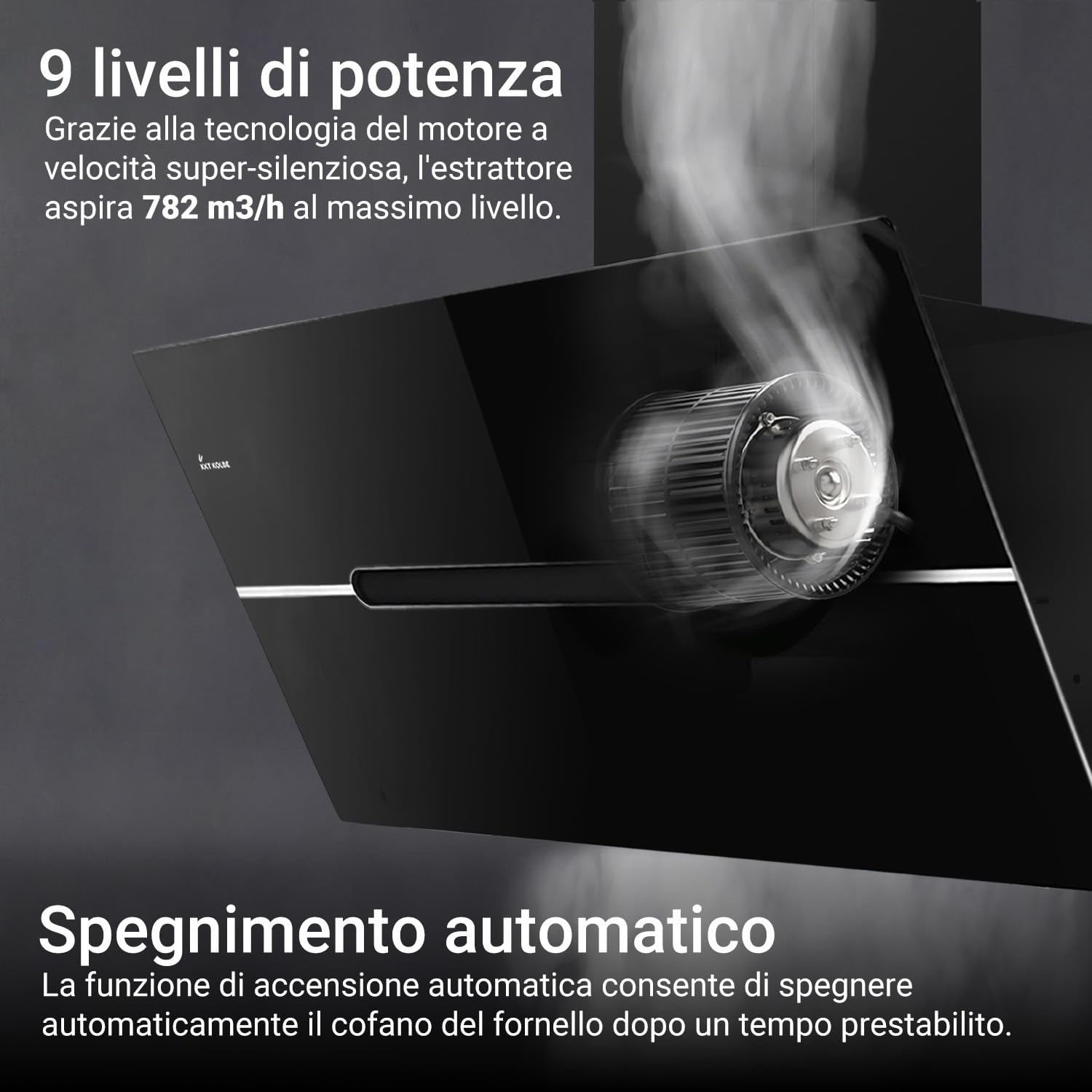 KKT KOLBE Cappa aspirante 90 cm acciaio inossidabile vetro nero WiFi LED RGBW ECCO9005SM