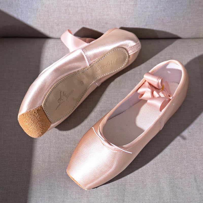 Scarpe da Ballo for Donna, Scarpe Punta Professionali for Bambini e Adulti, con Nastri, Ginnastica Ragazza