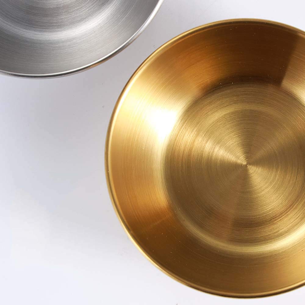 Runde kleine Mini-Schüssel aus Edelstahl, Saucenschalen, Servierteller für Vorspeisen, Küchenzubehör (4 Stück, Gold)