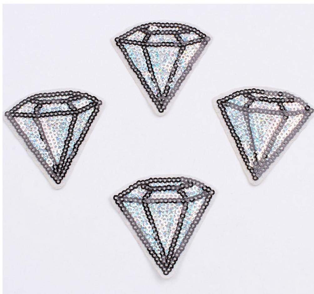 Lankater Multicolored 10Pcs Iron-On Or Sew-On Embroidered Patch Sequins Diamond Shaped Patch Badge Craft Fabrics Appliques For Clothes Hat Shoes Bag