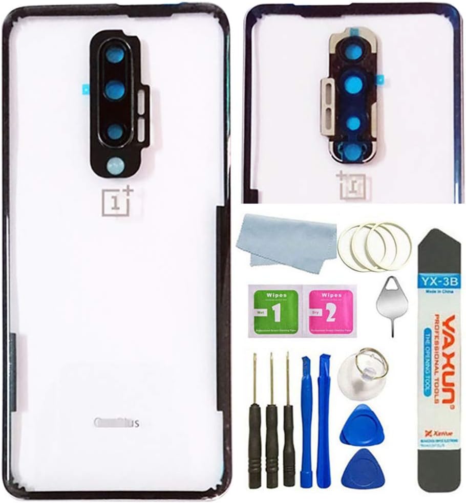 Battery Back Cover Rear Panel Glass +Camera Lens for Oneplus 7 Pro GM1910 GM1917 / 1+7 Pro (Transparent Glass)
