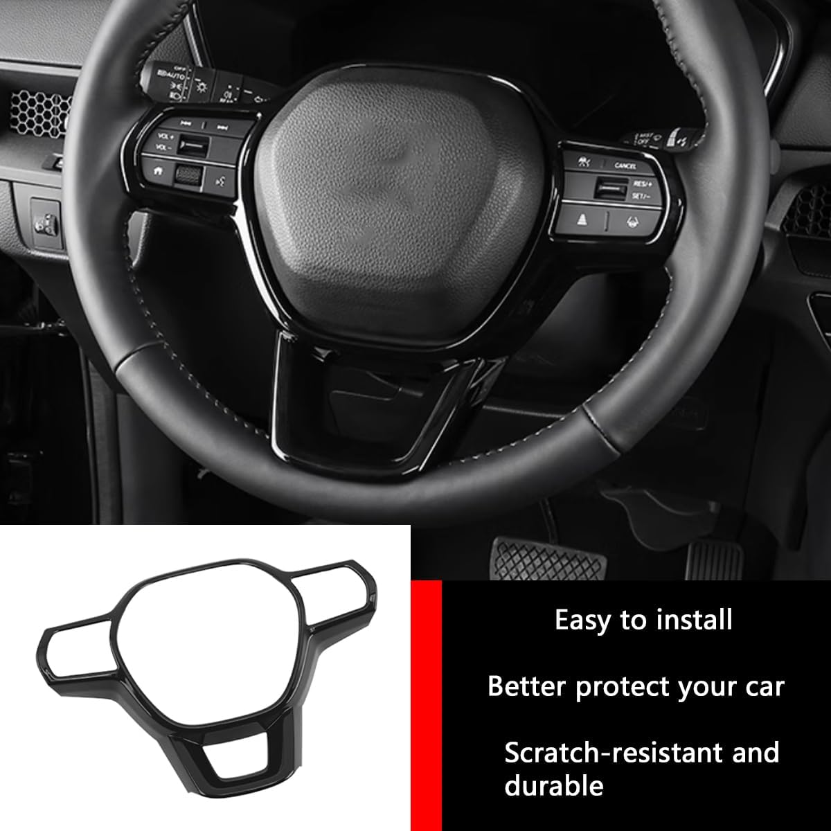 Car Accessories Fit for Honda CR-V CRV 2023 2024 Interior Button Cover Trim Strips (Glossy Black) ABS 1 PC