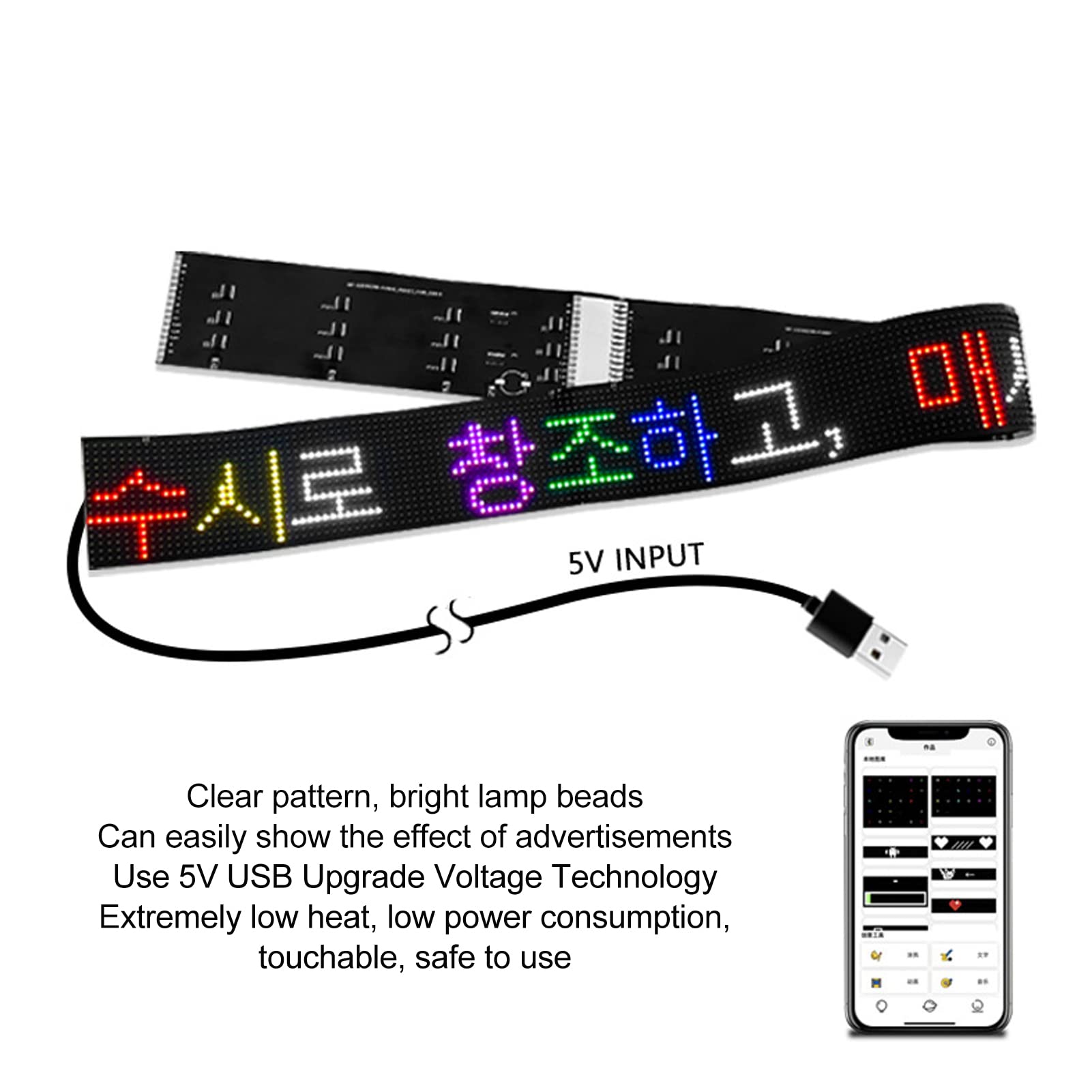Generic Señal de Desplazamiento LED Programable a Todo Color para Promoción Minorista, Panel Flexible de 532x90mm