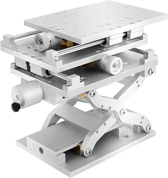 XYZ 3 Axis Moving Workbench Manual Linear Stage, 3D Positioning L-aser Marking & Engraving Machine, Portable Aluminum Alloy Lifting Platform for Optical Experiments/DIY, 8.26"x5.90" 210x150mm