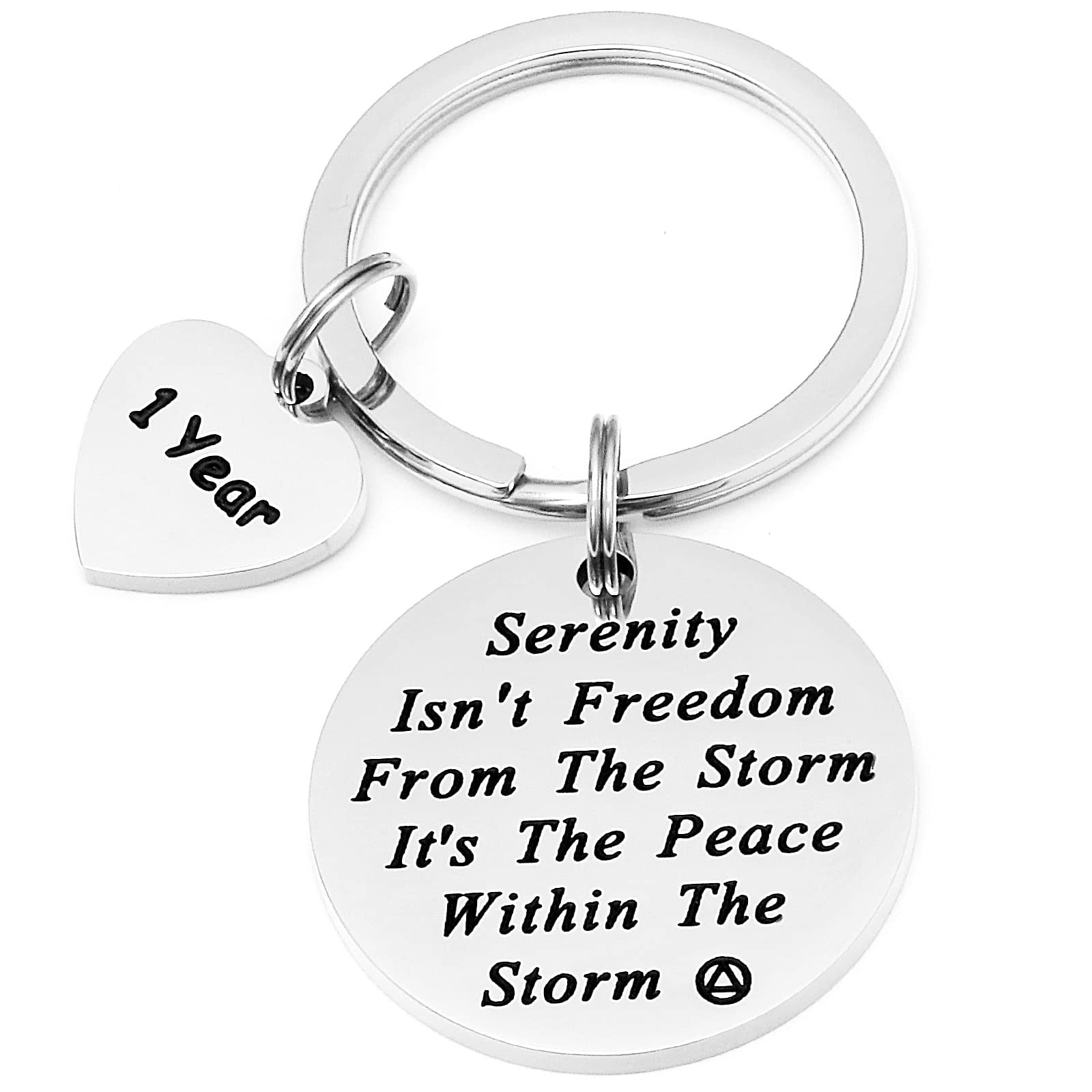 HUTIMY One Year Sobriety Gifts Keychain for Men Recovery Gift for Women AA Key Chains One Year Sober 1 Year Sobriety Keychain
