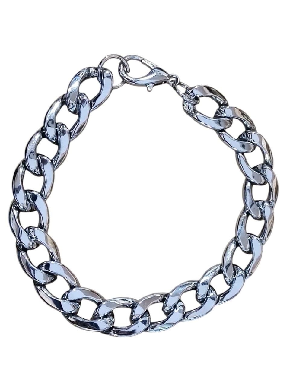 Chunky Cuban Link Chain Bracelet, Silver-Tone, 20 cm, Lobster Clasp-image-33