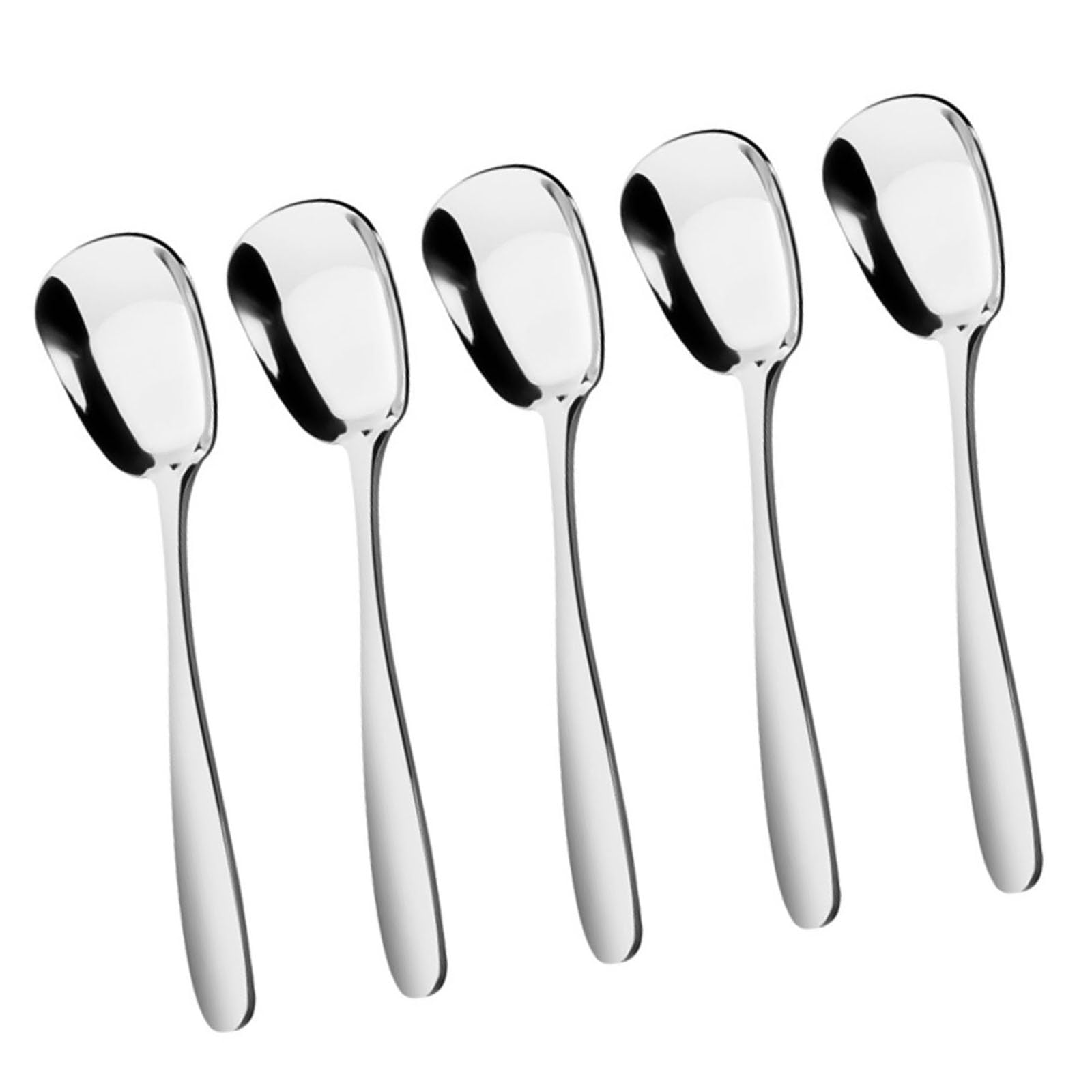 MALSSE Of 10 Multipurpose Spoons with Square Functional Square Head Stainless Steel Spoons for Cooking Enthusiasts Dessert
