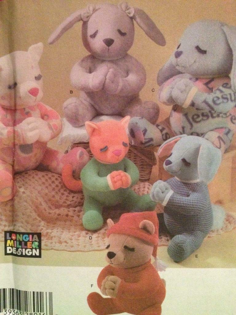 Patrons de couture Simplicity 4544 pour peluches chat lapin ours chien