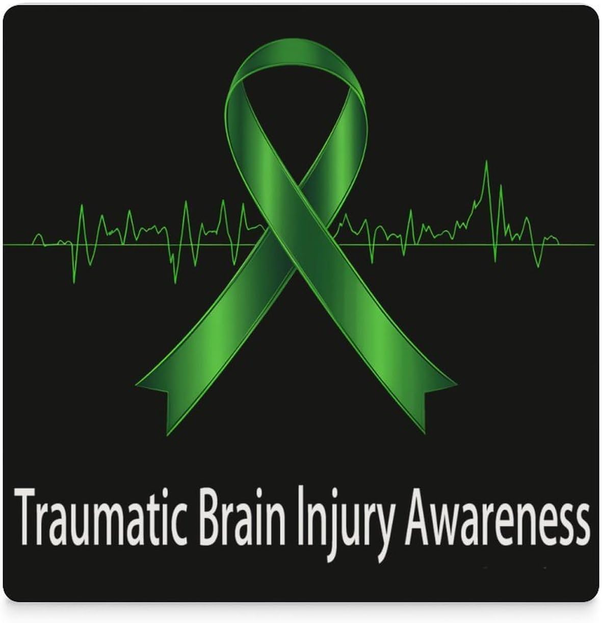 Traumatic Brain Injury Survivor Heartbeat Ceramic Coasters Set Square Drink Coasters Table Coaster for Kitchen Desktop Decor