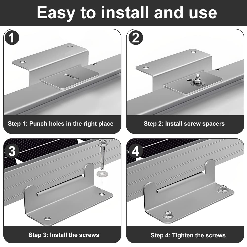 STCRERAG Lot De 8 Supports En Z Panneaux Solaires En Aluminium - Fixation Robuste Pour Yachts, Bateaux, Camping-cars