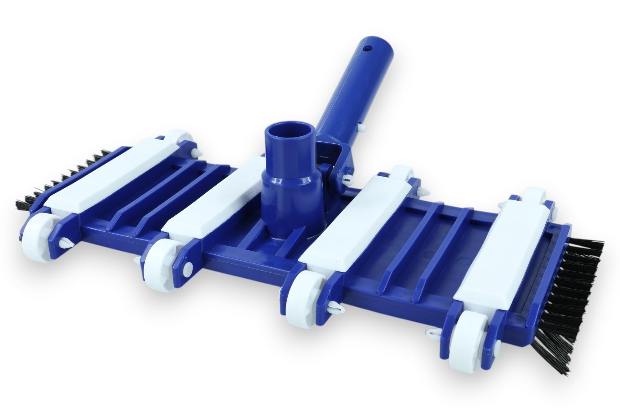 HERSIG - Cabezal Limpiafondos Flexible Manual para Piscina con Ruedas y Cepillos Laterales para Limpieza de Esquinas y Fondos Curvos con Conexión Universal