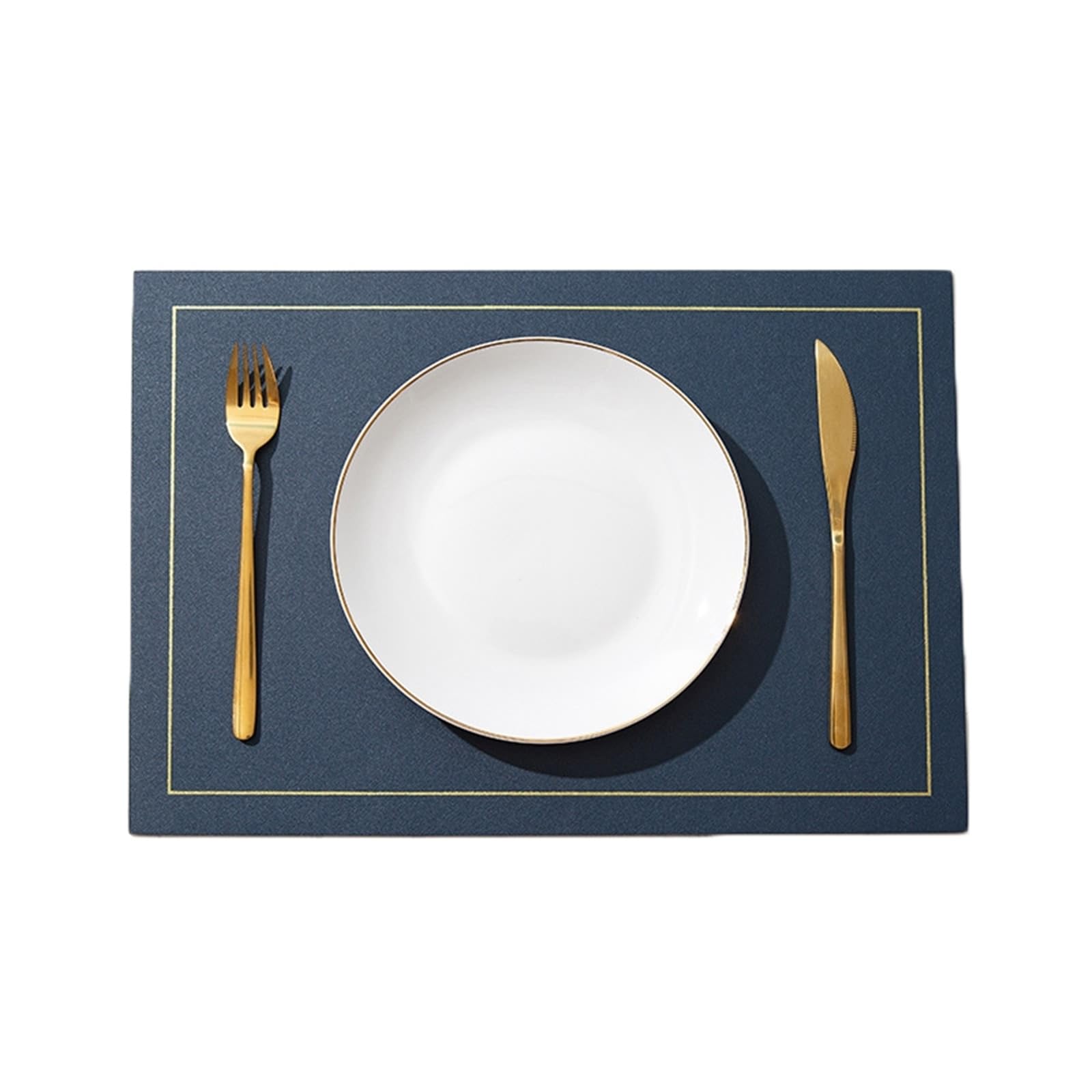 Set de table bleu marine et jaune chic réversible bicolore lavable pour table de cuisine