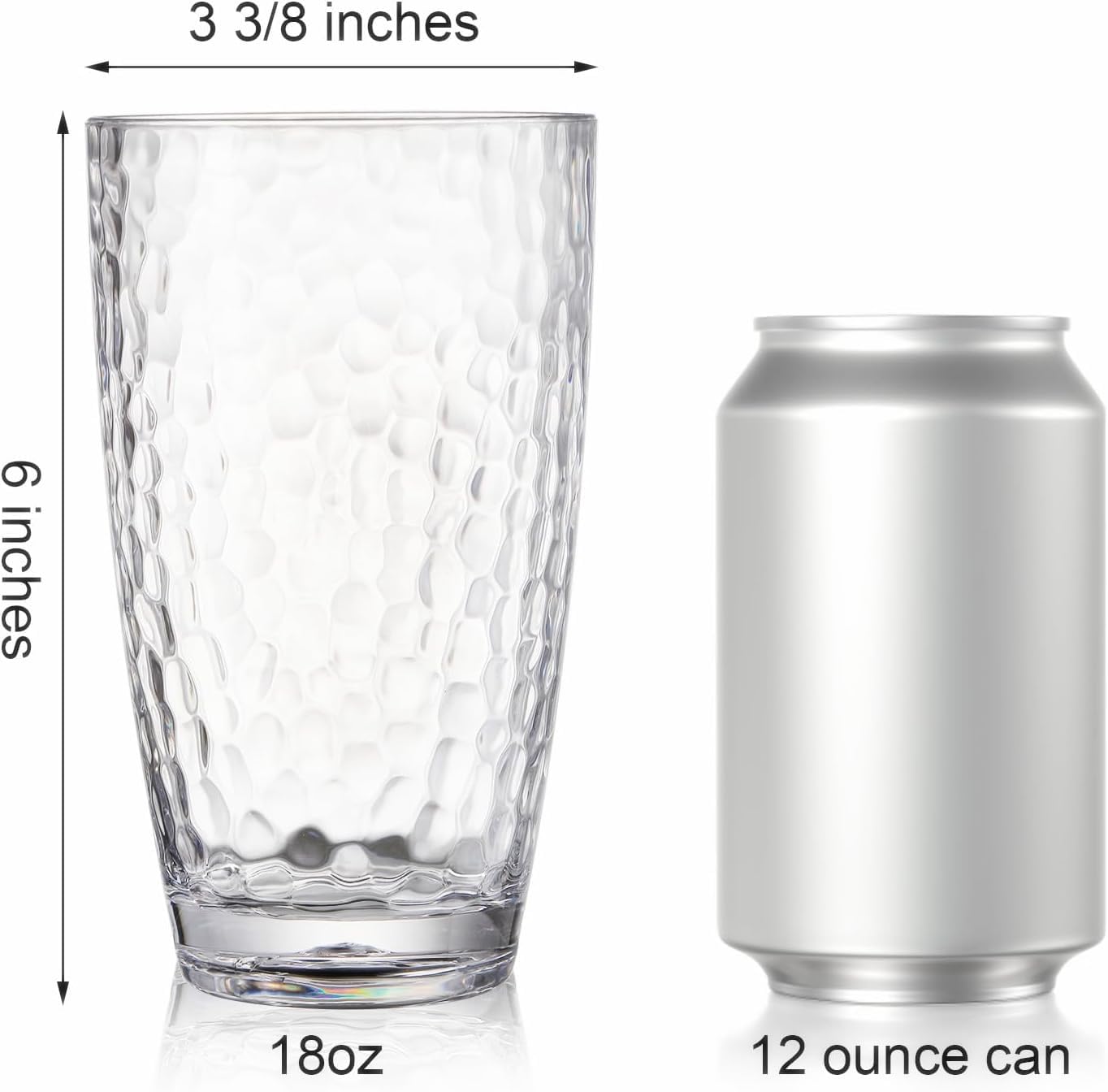 Tebery 8 Pack 600ml Plastic Highball Drinking Glasses, 20 Ounces Plastic Tumbler Cups - Image 2