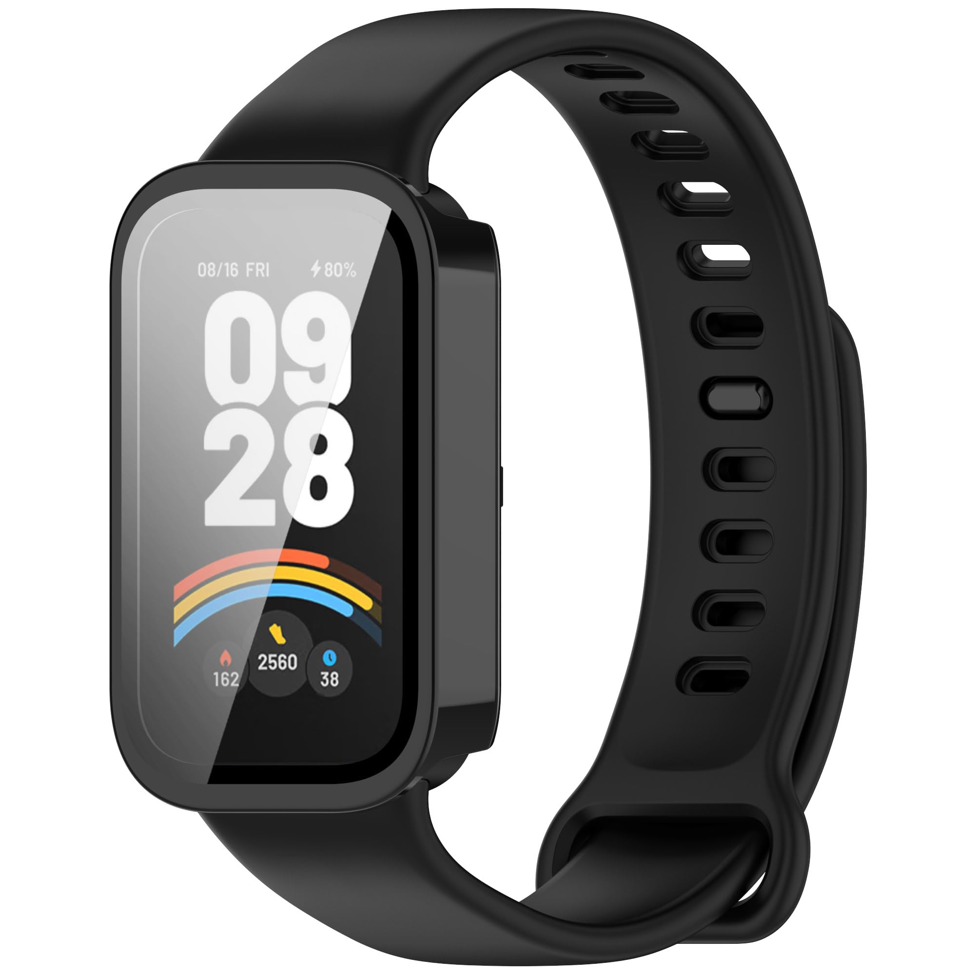 MEMELOKA Schutzhülle Für Xiaomi Smart Band 9 Active – 2 Stück Mit Displayschutz, Ultradünn & Kratzfest, Schwarz + Weiß