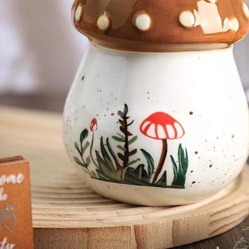 Miniatura 6 de Bicuzat Dispensador de jabón en forma de hongo de cerámica con bomba de plástico, botella de jabón líquido para loción corporal, dispensador de