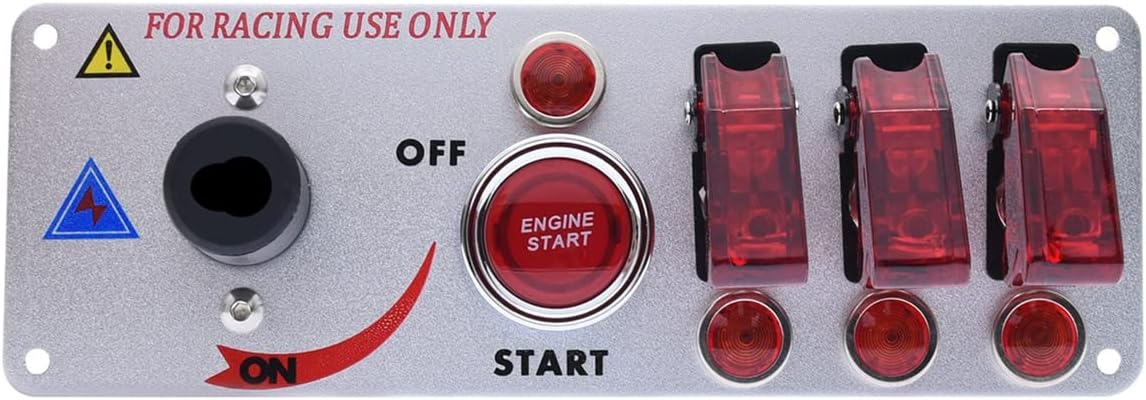 ITYAGUY 12V Ignition Switch Panel Car Engine Start Push Button LED Toggle Panel for Racing Car Switch Panel Black