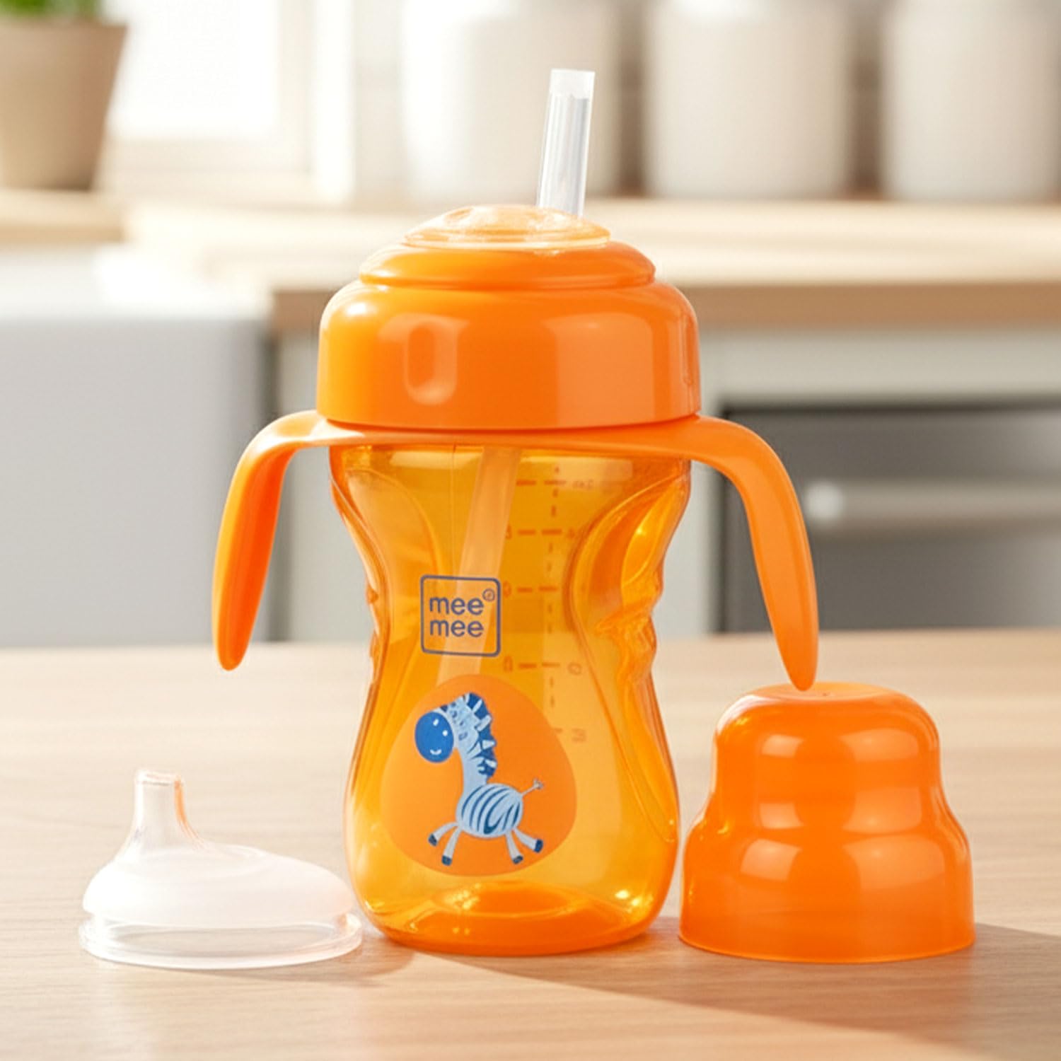 Mee Mee 2 In 1 Spout And Straw Sipper Cup, 210 ml, Orange