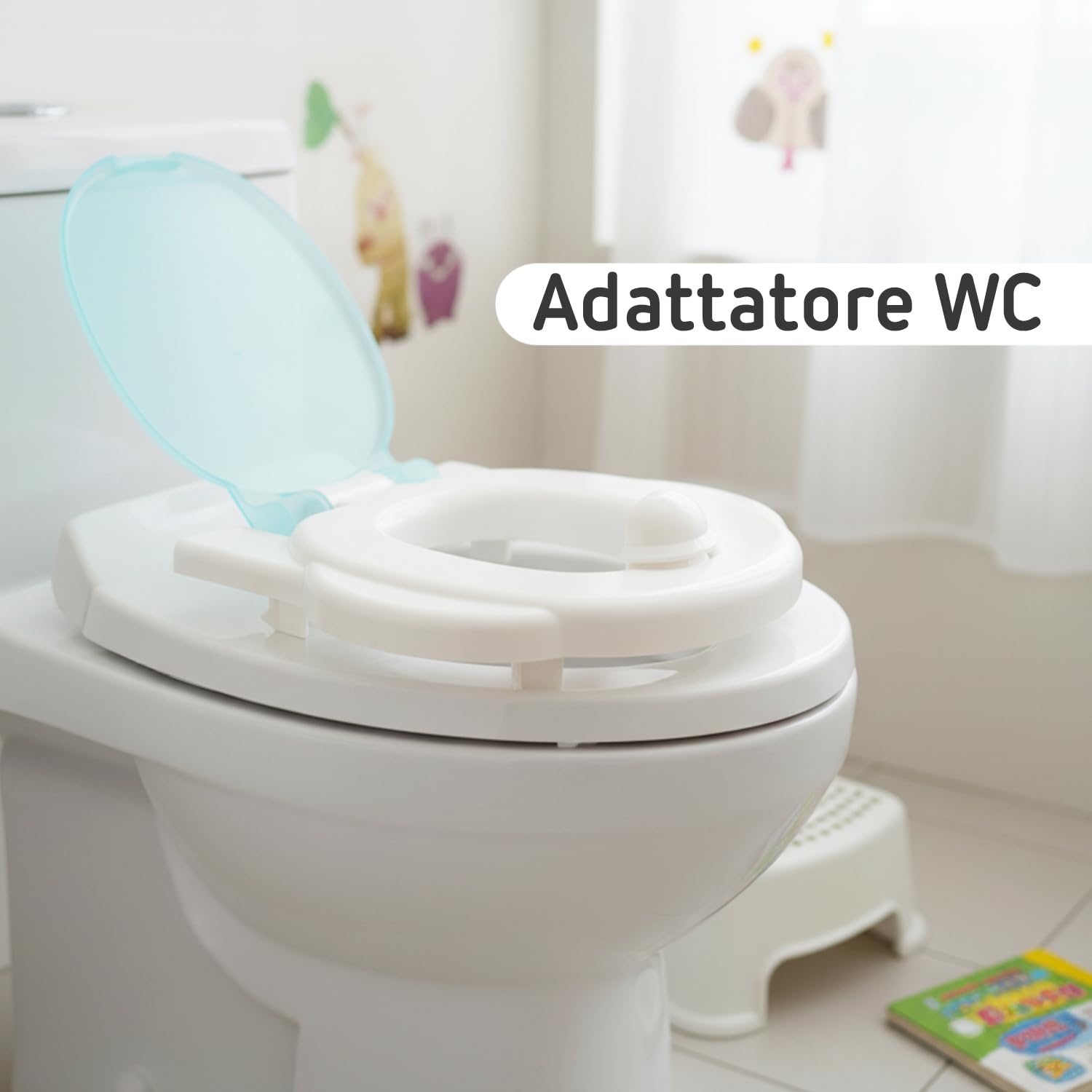 Twinly Foxy Vasino Bambino per Apprendimento Propretà 3-in-1 | Water Bambini con Riduttore WC, Porta Rotolo e Sciacquone Meccanico | Ergonomico, Antiscivolo e Facile da Pulire (Azul)