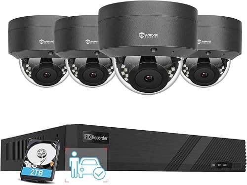 Anpviz Sistema de cámara de seguridad PoE de 8 canales de 6 MP, cámara domo IP PoE con cable de 6 MP, color negro con detección inteligente de