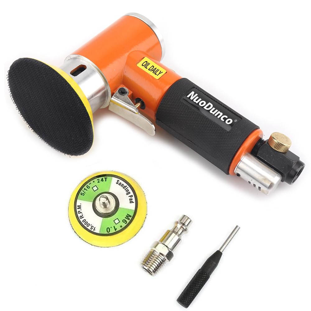 Mini Levigatrice eccentrica ad aria compressa 50 mm/75 mm, NuoDunco Levigatrice orbitale Air Sander 2" / 3" Piccola Levigatrice pneumatica orbitale