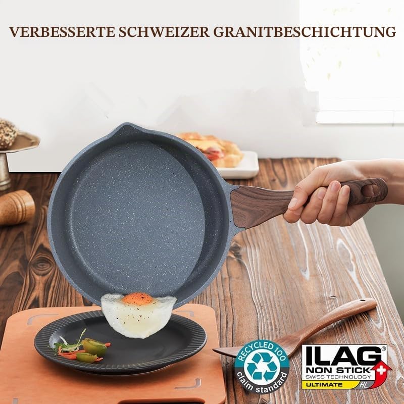 SENSARTE 22cm Schweizer Granit Beschichtung Antihaft-Kasserolle mit Deckel – Ansicht 4