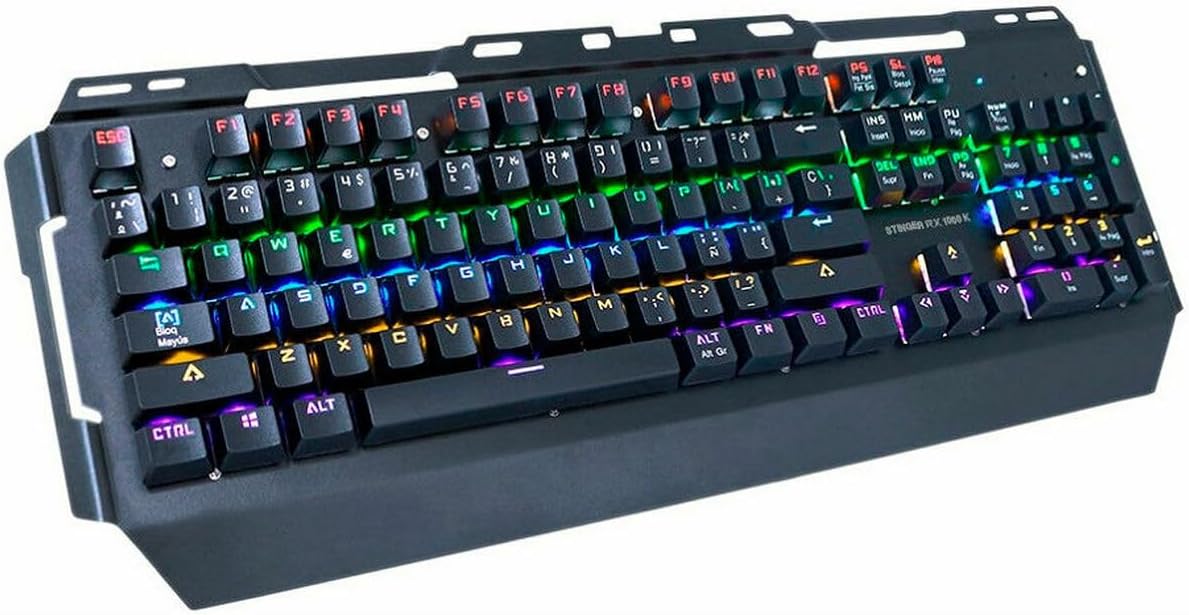 Woxter Stinger RX 1000 Kr - Mechanical Gaming Keyboard, Aluminium Frame, Micro Switch, Illuminated, Anti-Ghosting, Nylon Cable, Compatible PC/PS4/Fortnite/Apex Legends
