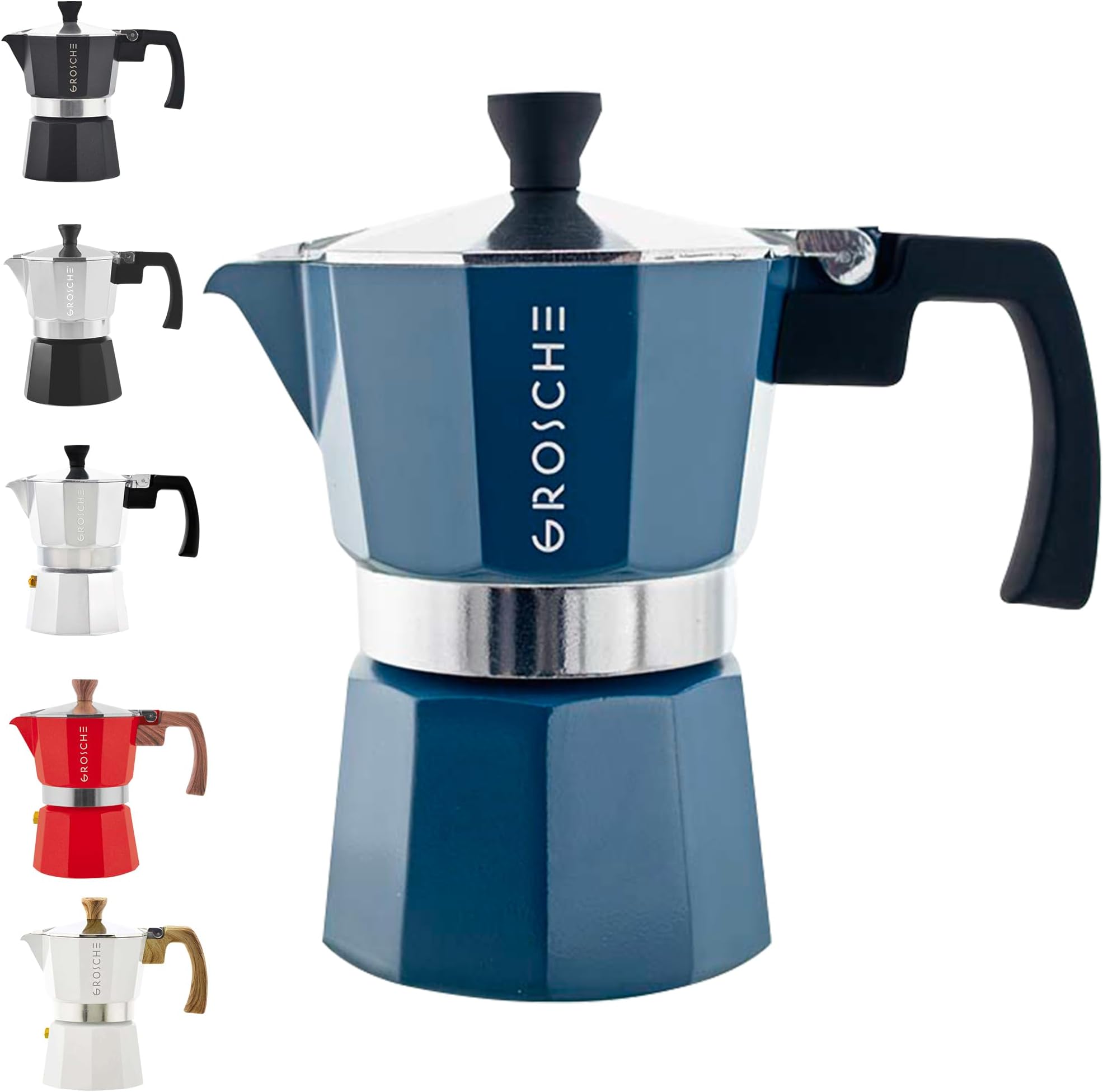 Milano Stovetop Espresso Maker Moka Pot 3 espresso Cup - 5 oz, Blue -Moka Espresso Coffee Maker Stove top coffee maker Moka Italian espresso greca coffee maker brewer percolator