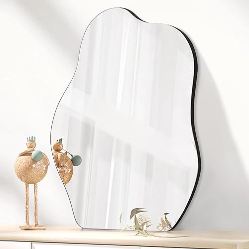 Espejo asimétrico irregular para pared, nubes sin marco, espejo de pared colgante moderno y único espejo de pared de baño, espejo decorativo para