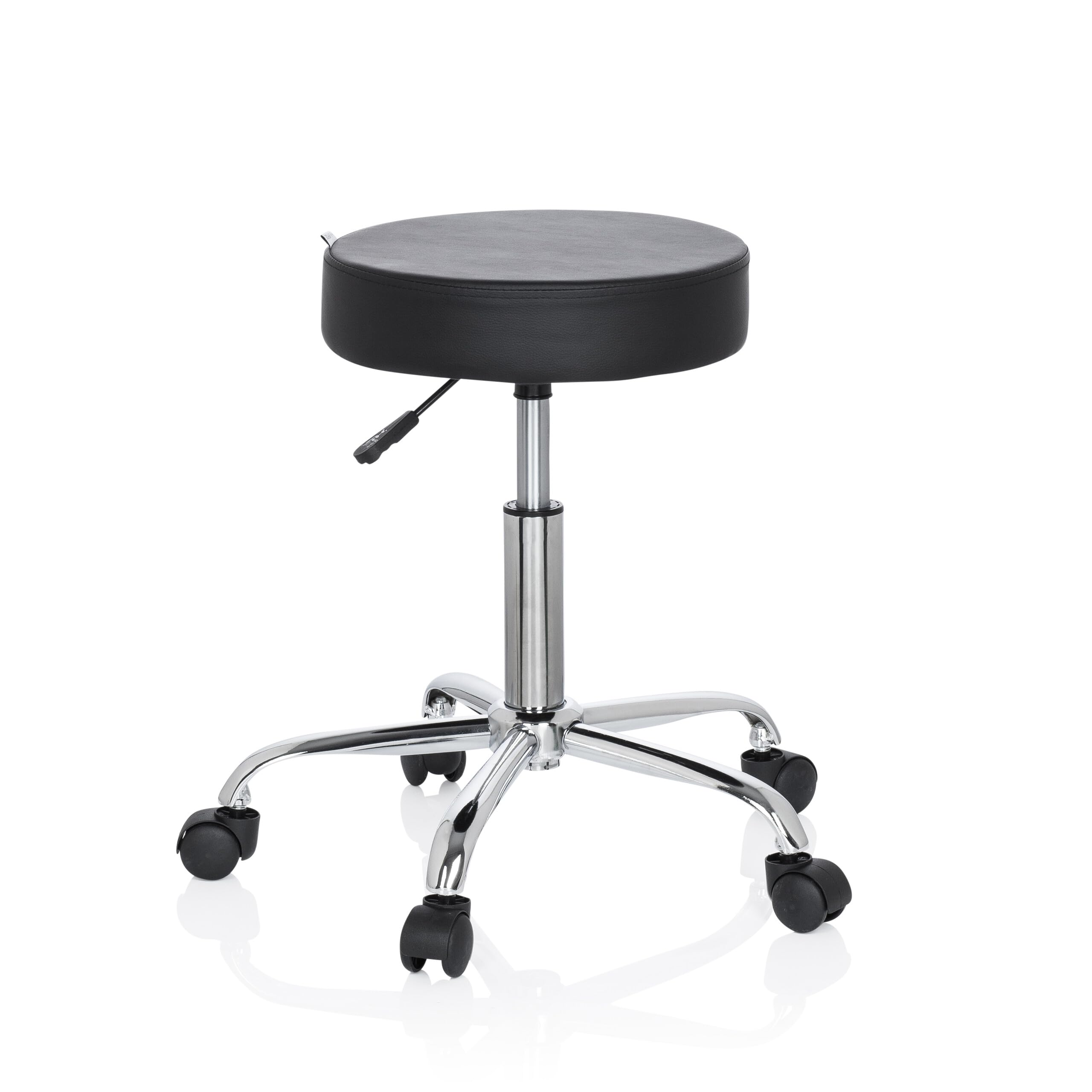 hjh OFFICE 729410 Bürohocker Operator II Kunstleder Schwarz Hocker höhenverstellbar mit Rollen