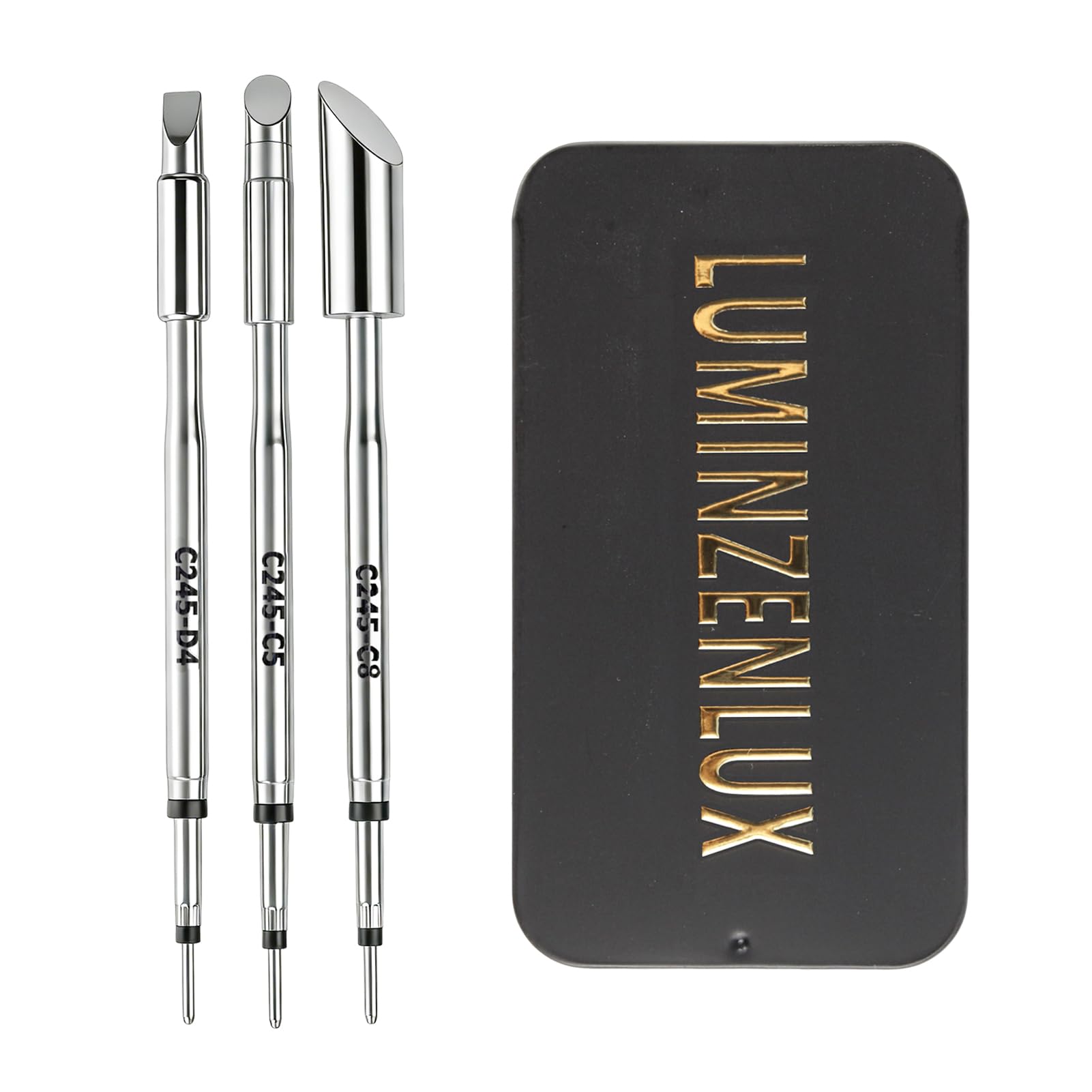 3PCS C245 Heavy-Duty Soldering Tips Kit Includes 766-C5, 755-D4 & 301-C8 Compatible with JBC Station for Large Connectors, Thick Wires & Heat Sinks
