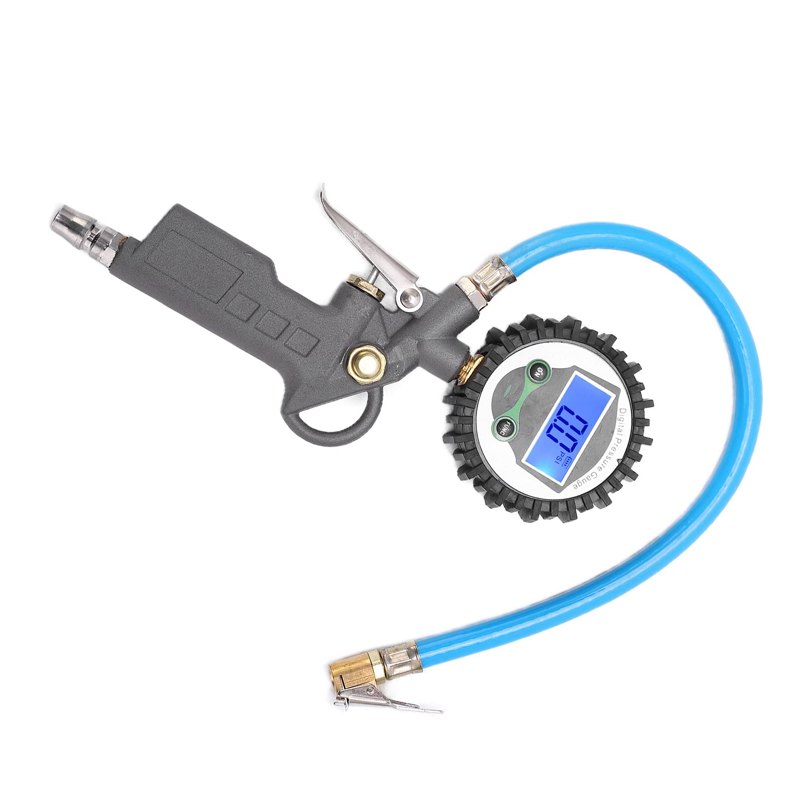 Tire Pressure Gauge, Air Compressor Attachments Tire Inflator Universal Digital Inflator Pressure Gauge Backlight 0?230PSI Zinc Alloy Meter Air Compressor Tool