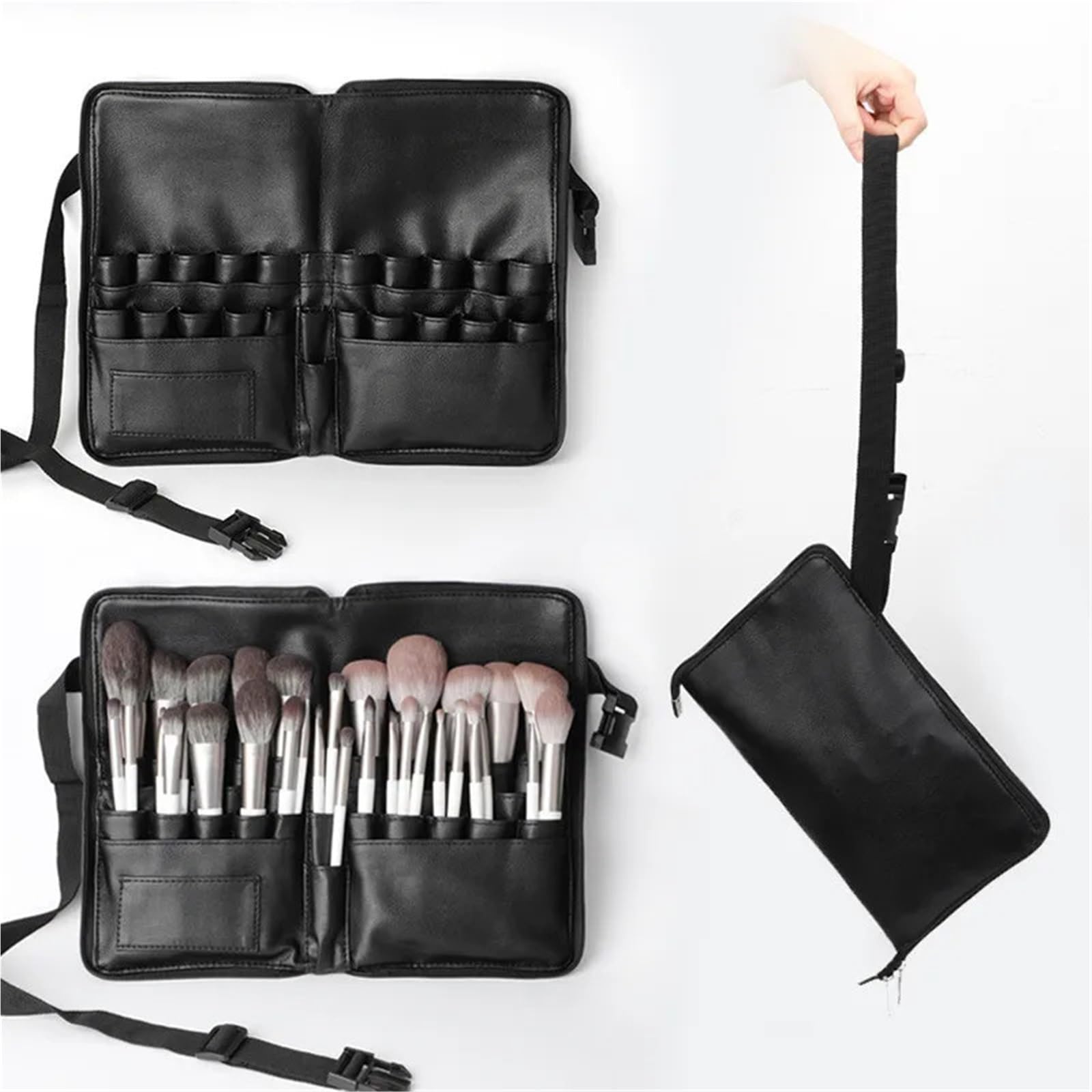 Make-up Gürteltasche 1PC PU Make-Up Pinsel Tasche Mit Zipper Gürtel Multi-Funktion Kosmetik for Professionelle Künstler Große Kapazität Lagerung