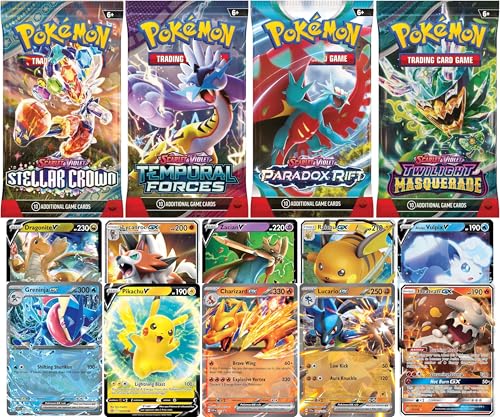 Pokemon TCG: 1 Authentic Factory Sealed Booster Pack and 1 Ultra Rare (V, EX, GX, VMAX, VSTAR, Etc.) + 1 Bonus Holofoil Card