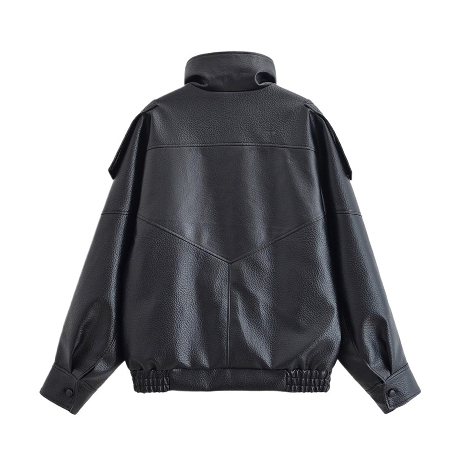 Chaqueta Cuero Mujer Women's Jacket Long Sleeve Pebble Faux Leather Motorcycle Para salir