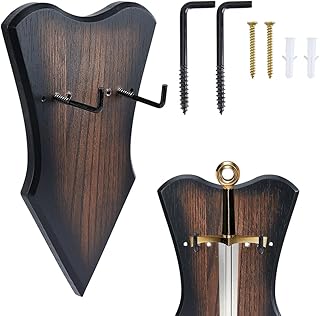DICOSMETIC Soporte de pared para espada Katana, soporte de pared para espadas, soporte vertical para exhibición de espadas, color marrón coco, soporte ajustable para decoración del hogar, espadas