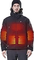 DEWBU Men's Heated Jacket with 12V Battery Pack - 5-Zone Electric Heat up to 140°F, Windproof Waterproof Soft Shell for Winter Outdoors