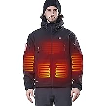 DEWBU Heated Jacket for Men with 12V Battery Pack Winter Outdoor Soft Shell Electric Heating Coat
