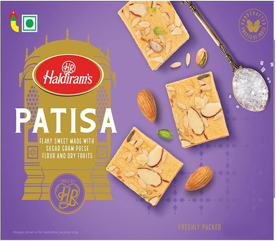 Haldiram’s Patisa 400g x2 | Traditional Indian Sweet | No added Colours or Preservatives | Indian Mithai | Crunchy Almonds & Pistachios | Patisa Sweet | Great Sweet Gift Pack for Family